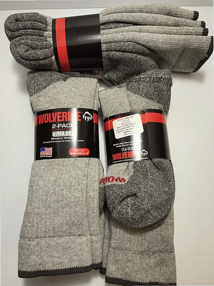 Wolverine Ultra-Dri Work Boot Socks, Moisture Wicking, L(men's shoe 9-12), 6 prs